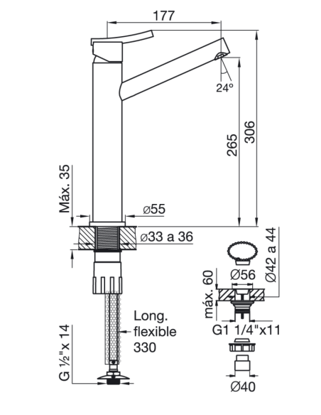 FV 181.02/39 Juego para Bachas Tipo Vessel (Cromo) Monocomando Libby