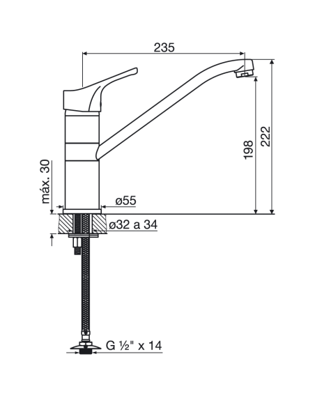 FV 411.03/B1 Grifería Cocina Dúo Monocomando Mesada Arizona