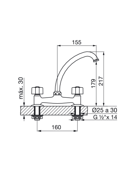 FV 423/B5 Grifería Cocina Monocomando Mesada Puelo