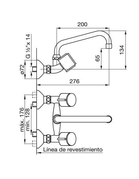 FV 403/B1P Grifería Cocina Arizona Pared Embutir