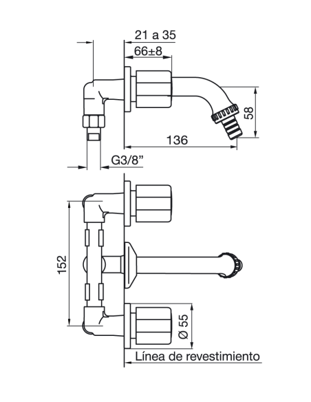 FV 403/B2P Grifería Cocina Newport Pared Embutir