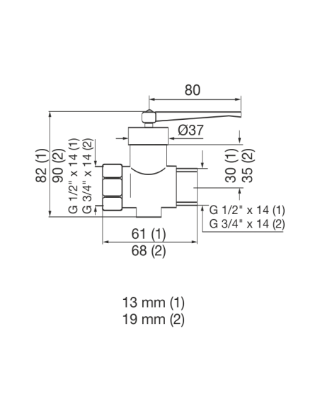 FV 810.01-19-C Llave De Gas Cromo - Reforzada - M-H Aprob De 19mm (sin Camp)