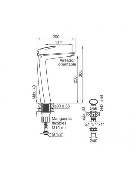 FV 181.02/L2 Juego para Bachas Tipo Vessel (Cromo) Monocomando Epuyen