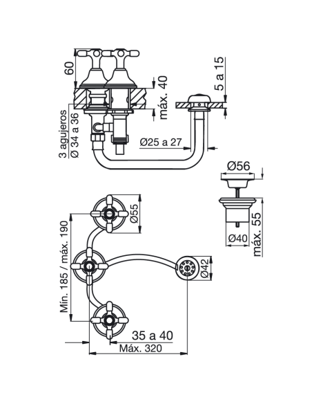FV 295/B2P Grifería para Bidet Newport