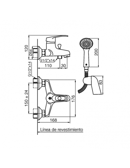 FV 310/B1 Ducha Exterior con T Monocomando Arizona