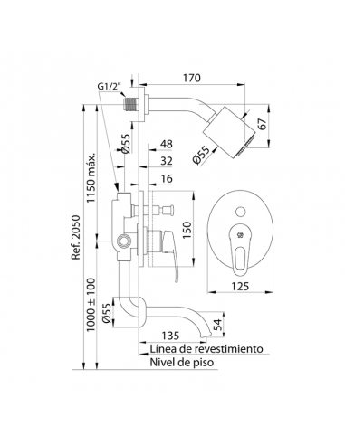FV 106/B1 Ducha para Embutir con T...