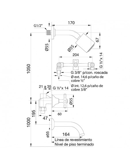 FV 103/B2P Ducha con T Newport