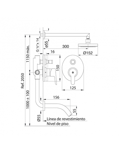 FV 106/B5 Ducha para Embutir con T...