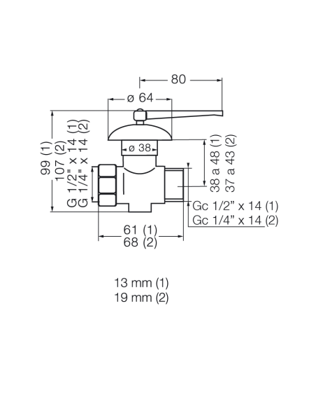 FV 822.01-19 Llave De Gas Cromo - Reforzada - M-H Aprob De 19mm (con Camp)