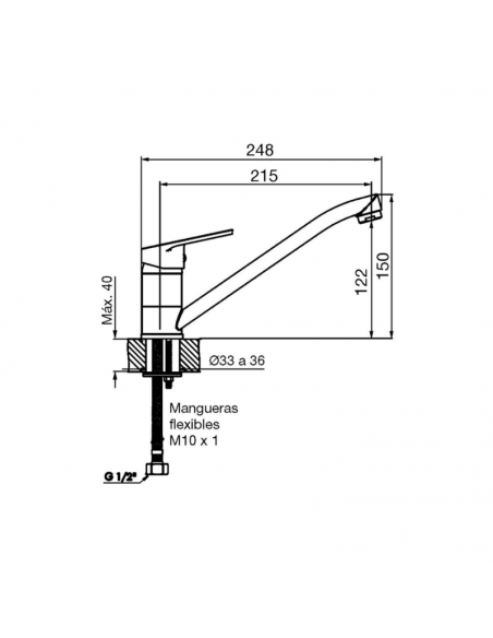 FV 411.01/M4 Monocomando para Mesada De Cocina Compacta