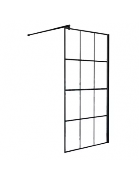 Mampara Bergen - Perfilería Negra de 80x200 Con Brazo (A Pedido)