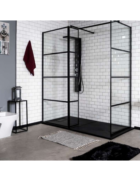 Mampara Montereal - Perfilería Negra de 160x80x200 (A Pedido)