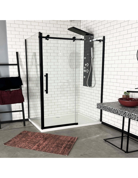Mampara Belfast Sin Marco Acc Negros de 120x80x190 (A Pedido)