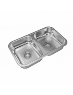 Pileta doble de acero 304 C28