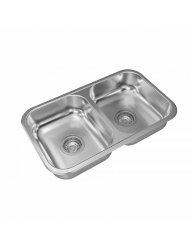 Pileta doble de acero 304 C28