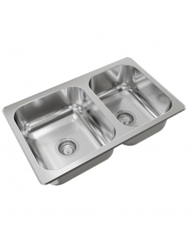 Pileta doble de acero 304 R63/18F