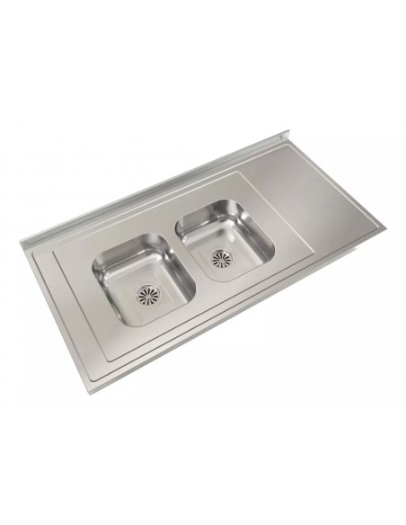 Mesada de acero 304 120 C28 IZQ con R 2 ORI